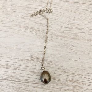 16” Tahitian Pearl Necklace Sterling Silver Chain